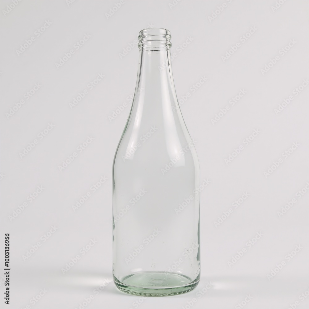 Glass bottle sits empty against clean backdrop Glass bottle sits empty against clean backdrop