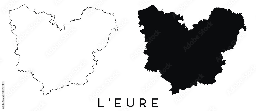 Fototapeta premium lEure map outline and black silhouette vector