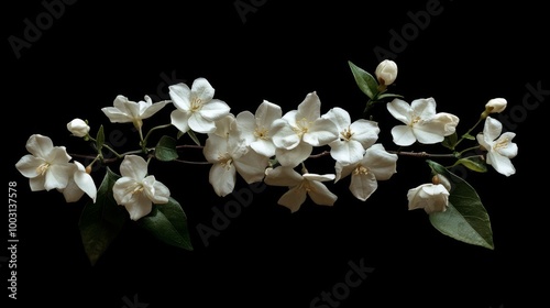 Jasmine flowers on black photo