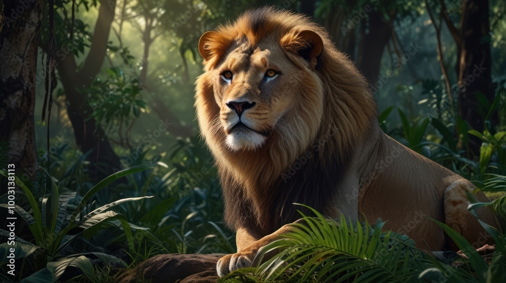 Obraz premium a realistic illustration of a lion sitting