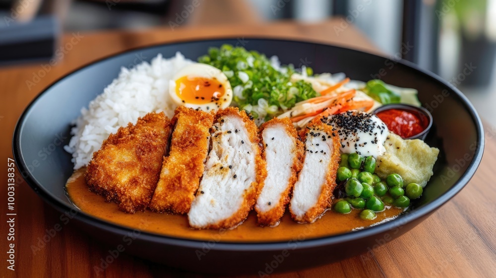 Delicious Chicken Cutlet with Rice and Vegetables Delicious Chicken Cutlet with Rice and Vegetables