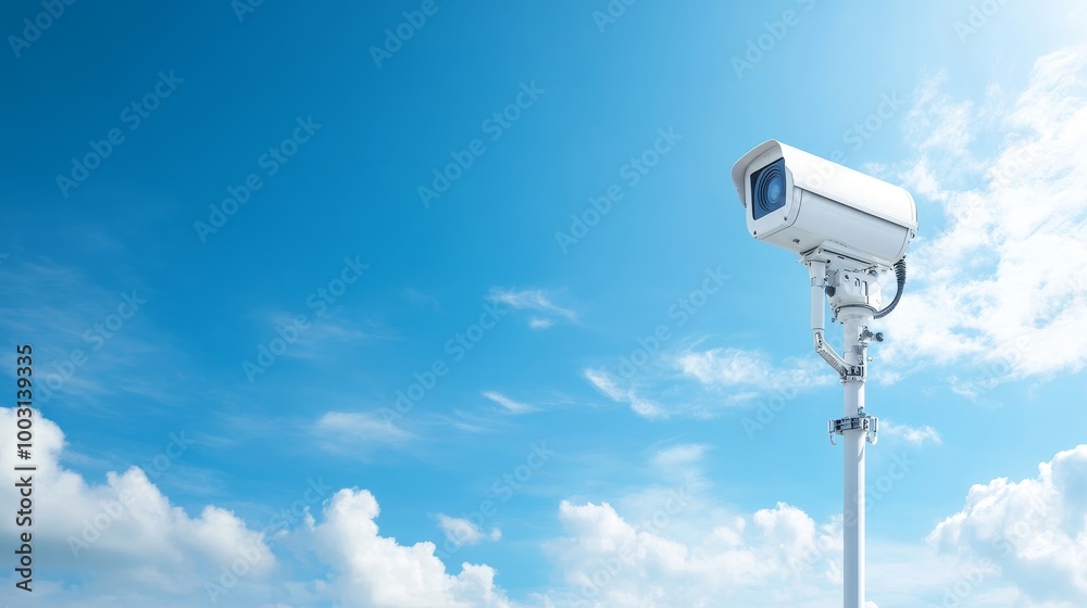 Modern Security Camera Against Blue Sky Modern Security Camera Against Blue Sky
