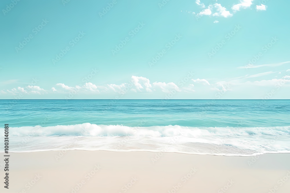 Fresh Pastel Cyan Ocean View with Clear Sky Fresh Pastel Cyan Ocean View with Clear Sky
