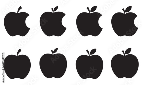 set of apples bite apple icon vector silhouette illustration collection sign symbol logo 