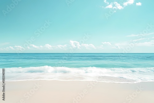 Fresh Pastel Cyan Ocean View with Clear Sky