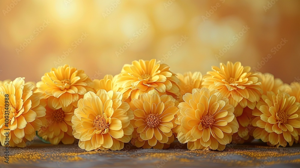 Marigold flowers on soft color background, romantic feminine composition, wedding invitation concept. Marigold flowers on soft color background, romantic feminine composition, wedding invitation concept.