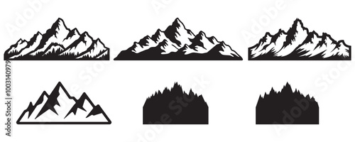 set of mountain vector