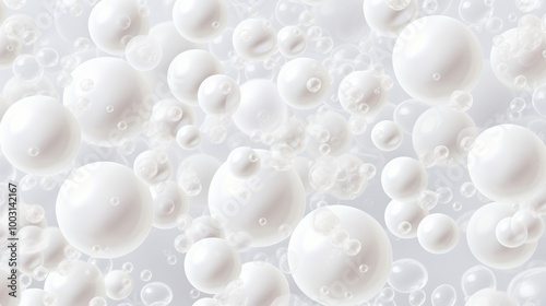 Delicate white soap foam bubbles texture creating a light and airy visual experience of purity photo