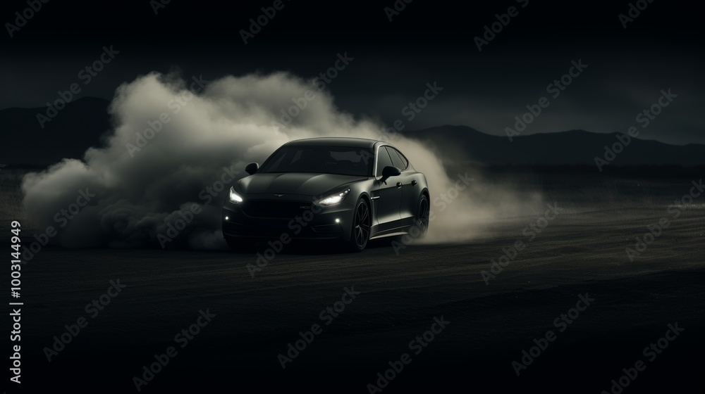 Mysterious black room with smoke and fog ideal background for automotive design inspiration Mysterious black room with smoke and fog ideal background for automotive design inspiration