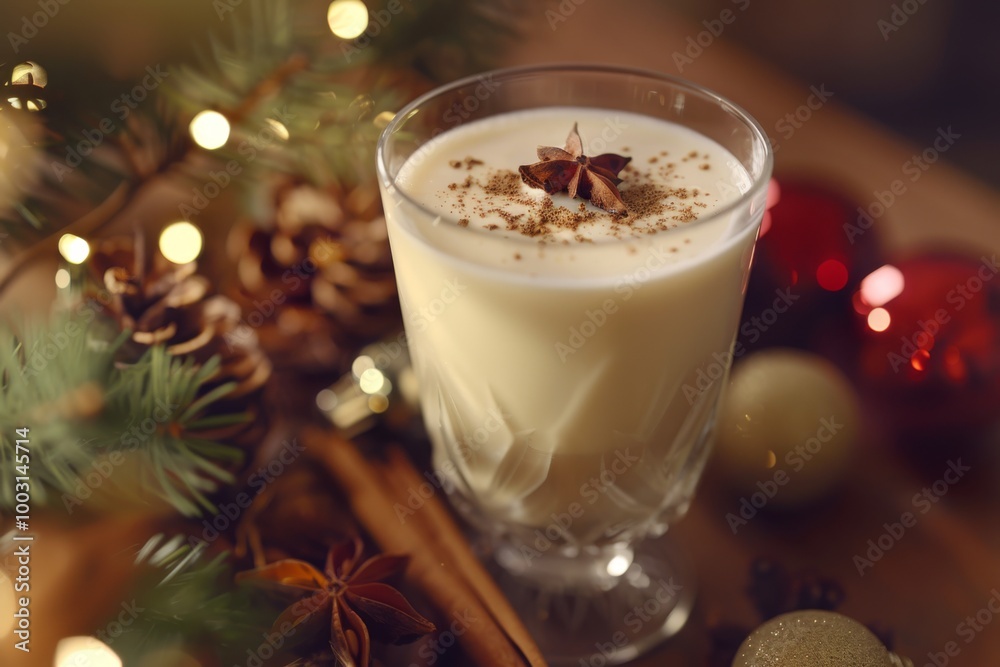Festive Glass of Egg Nog Delight Festive Glass of Egg Nog Delight