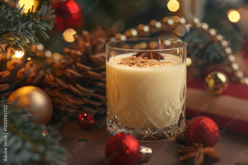 Festive Glass of Egg Nog Delight Festive Glass of Egg Nog Delight