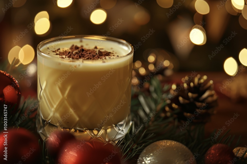Festive Glass of Egg Nog Delight Festive Glass of Egg Nog Delight