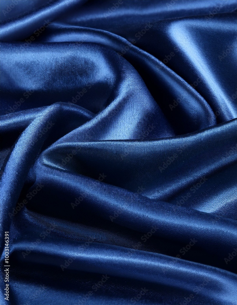 Close-up of blue satin fabric Close-up of blue satin fabric