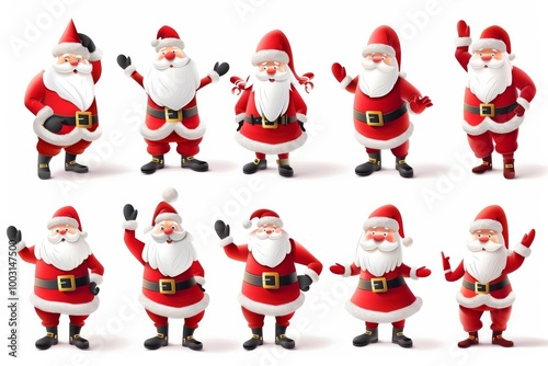 Santa Claus Christmas Character Vector Set