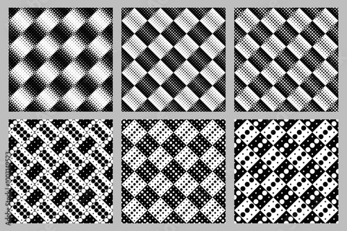 Geometrical  circle pattern background set - abstract  vector graphic designs from dots