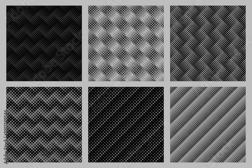 Seamless abstract square pattern background design set -  vector graphic from squares