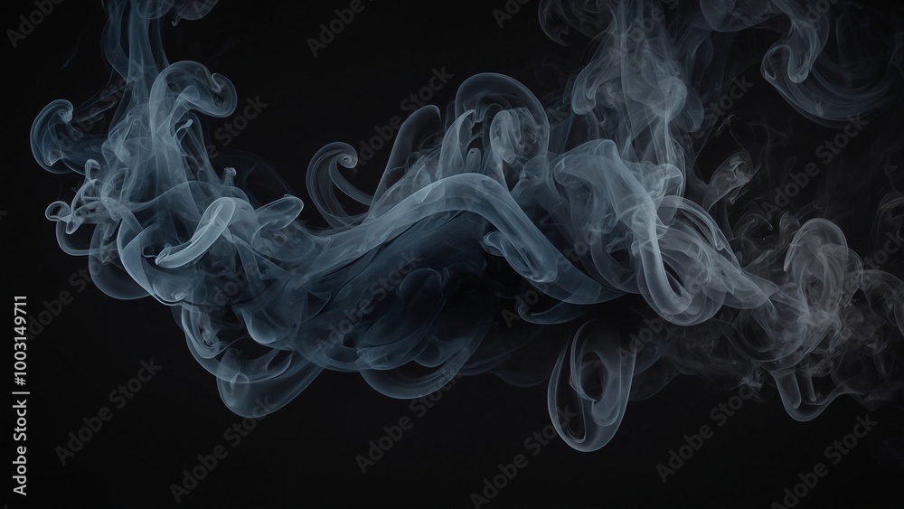 Gray smoke on black background