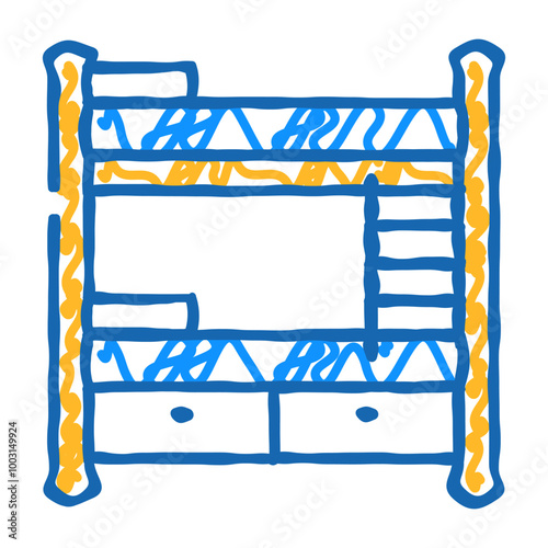 multilevel bed furniture doodle icon sketch vector. multilevel bed furniture sign. isolated symbol illustration