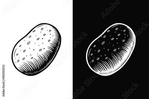 Cute potato silhouette icon isolated on white background.