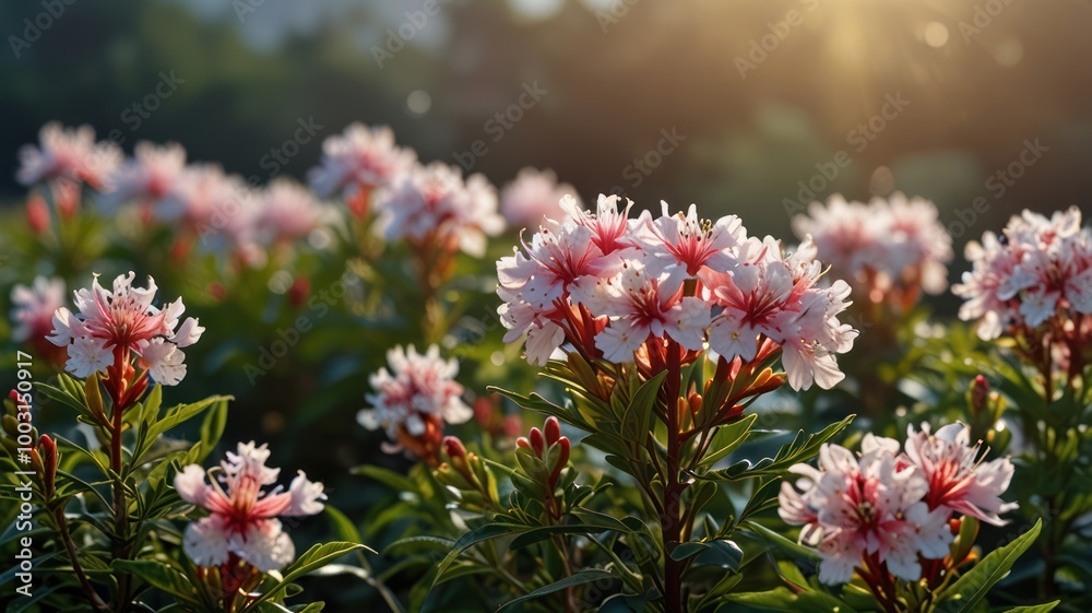 realistic illustration of a higanbana flower in morning view realistic illustration of a higanbana flower in morning view