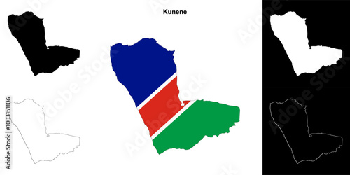 Kunene region outline map set photo