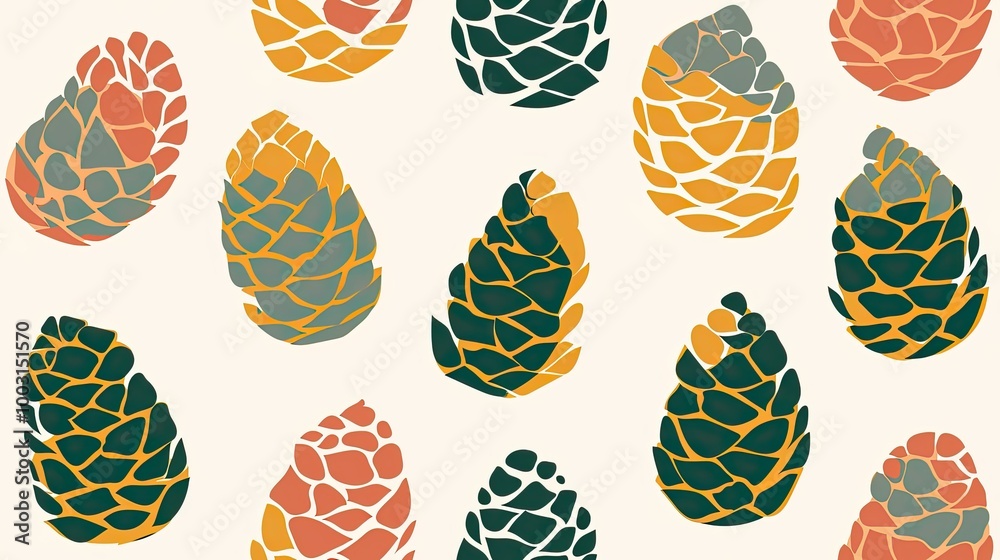 A repeating pattern of pine cones A repeating pattern of pine cones