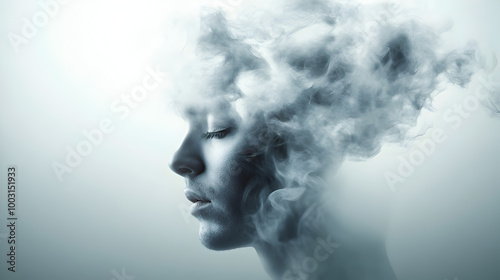 A head with swirling smoke inside, symbolizing confusion and uncertainty. Swirling confusion.