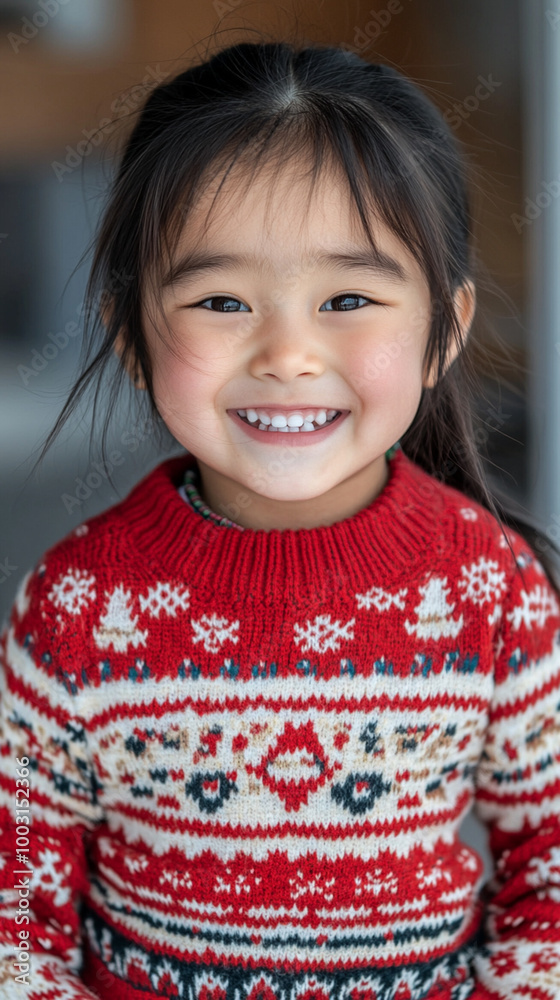 Xmas vibes - cute kid chils wearing christmas outfit smiling at the camera. Vertical banner for instagram story, reel or tiktok Xmas vibes - cute kid chils wearing christmas outfit smiling at the camera. Vertical banner for instagram story, reel or tiktok