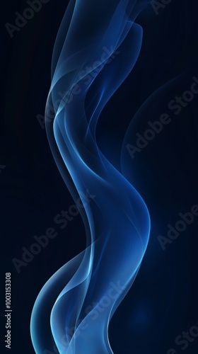 Abstract swirling blue smoke on dark background