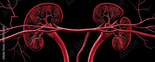 A radiographic image of the iliac arteries and their branches in the lower abdomen, with contrast dye outlining the vascular structure in detail. photo