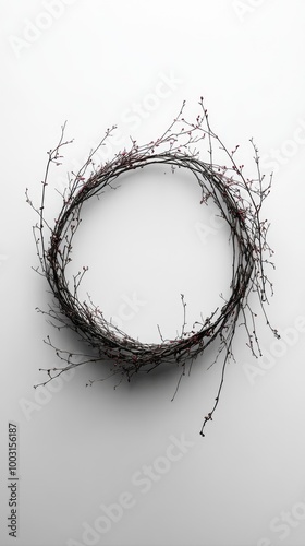 Minimalist Wreath of Winter Branches: Natural, Bare, Elegant Design for Seasonal Decor photo