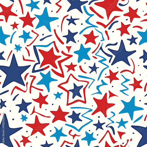 Americana Stars Seamless Tile Folk Art