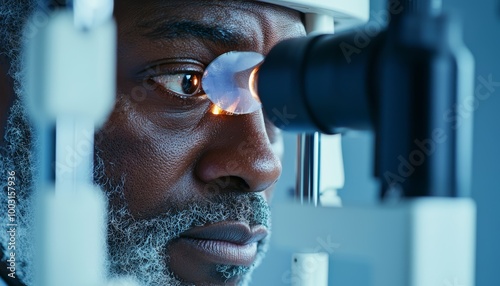 A doctor explaining the laser vision correction process to a patient, with a diagram of the eye showing how the laser reshapes the cornea.