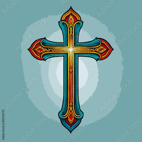 Colorful christian cross. Illustration vector