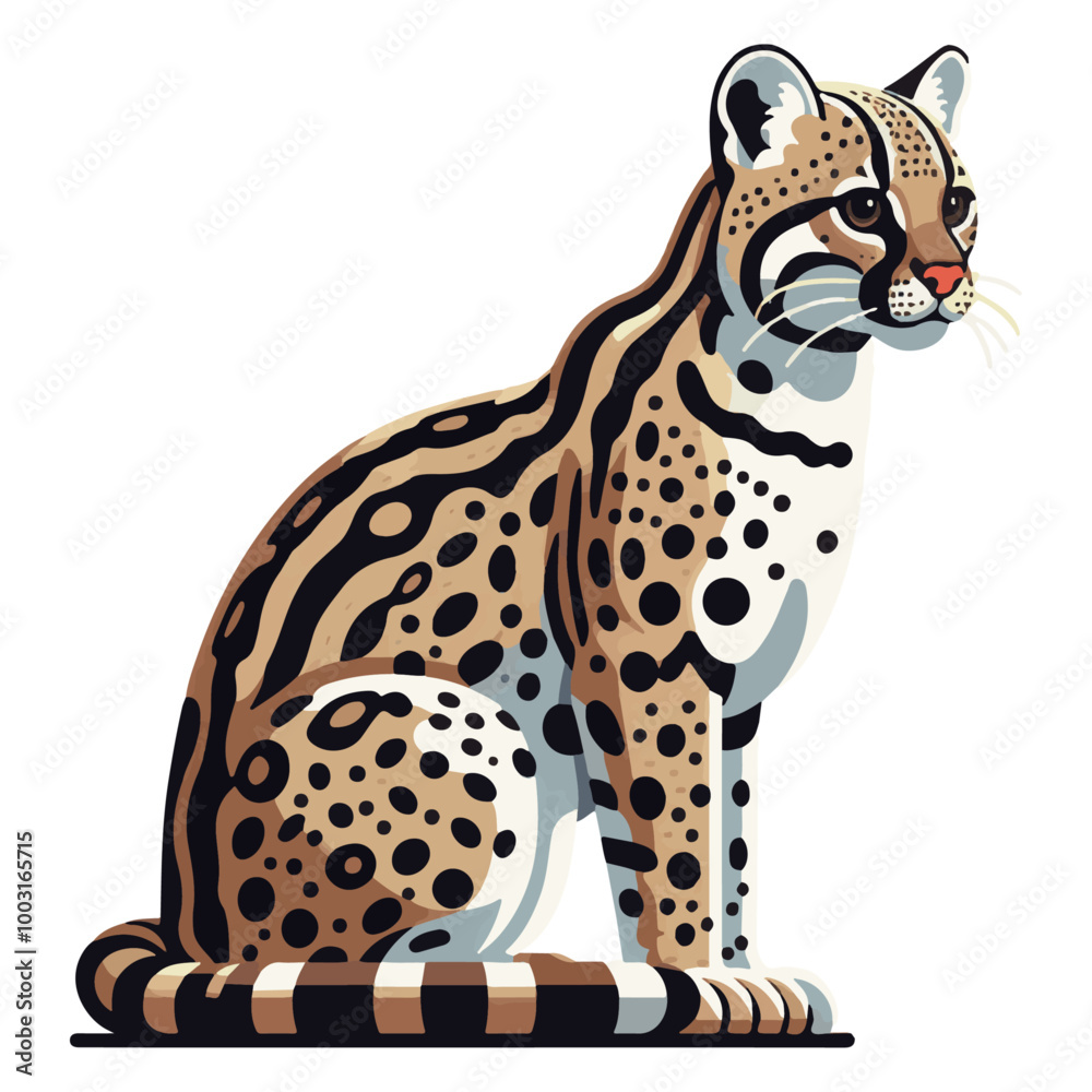 Ilustração vetorial de Jaguatirica (Leopardus pardalis)
