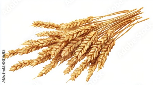 Golden wheat stalks sway gently in the breeze against a soft artistic backgro...