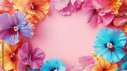Wallpaper Mural Pansy flowers on soft color background, romantic feminine composition, wedding invitation concept. Torontodigital.ca