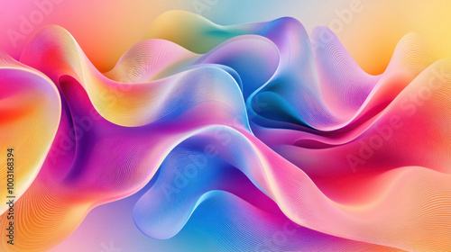 Flowing waves of vibrant colors create an abstract masterpiece in a dynamic digital space