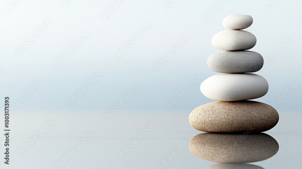 A harmonious arrangement of smooth stones creates a peaceful atmosphere reflecting tranquility A harmonious arrangement of smooth stones creates a peaceful atmosphere reflecting tranquility
