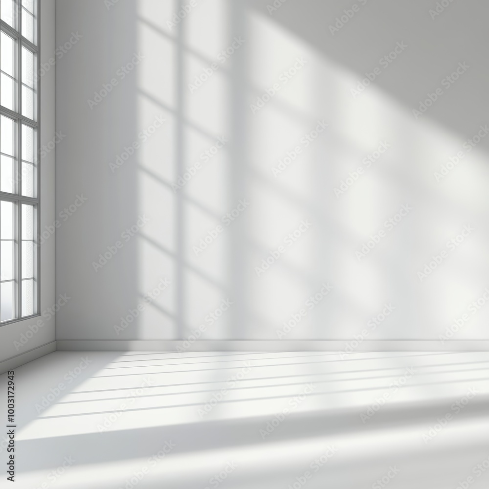 White empty room with window and shadow on the wall. Vector illustration White empty room with window and shadow on the wall. Vector illustration