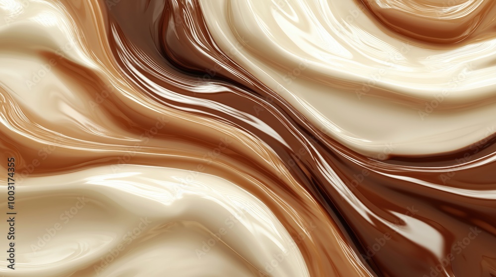 Swirling chocolate and cream abstract texture Swirling chocolate and cream abstract texture