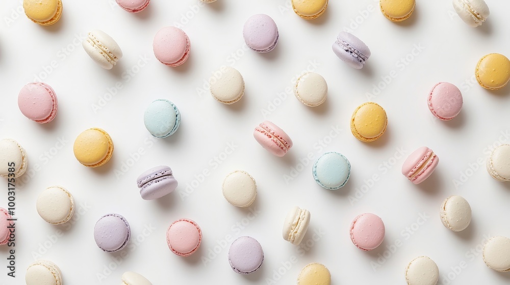 Colorful Macarons on White Background Colorful Macarons on White Background