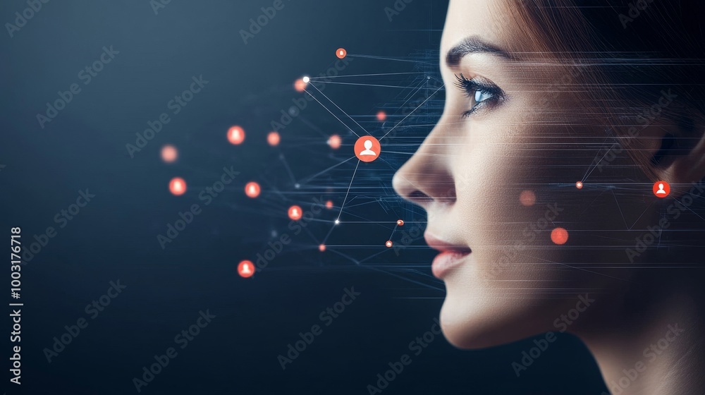 Profile of a Woman with Digital Connections Profile of a Woman with Digital Connections