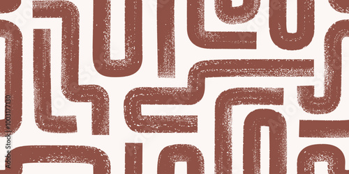Abstract hand drawn textured geometric vector seamless pattern. Bold grunge maze lines, geometric organic strokes