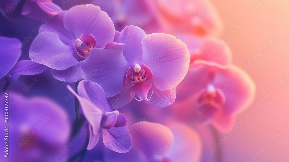 Vibrant Orchid Blooms in Soft Pastel Tones