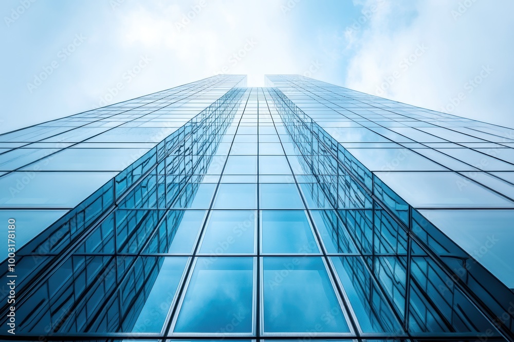 A tall building with many windows and a clear blue sky in the background. The building is very tall and has a lot of windows A tall building with many windows and a clear blue sky in the background. The building is very tall and has a lot of windows