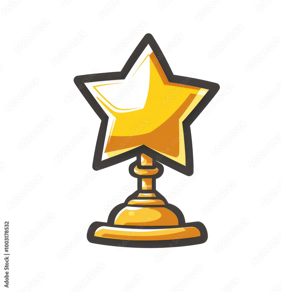 Star best podium award sign, golden object on transparent