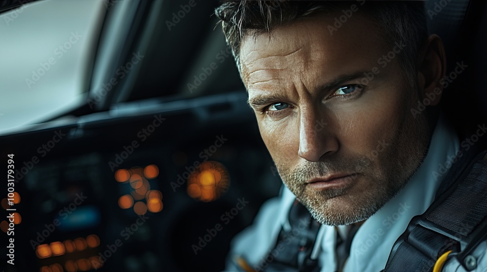 pilot sitting in the pilot seat ready to fly, he is serious and concentrated professional photography, pilot sitting in the pilot seat ready to fly, he is serious and concentrated professional photography,