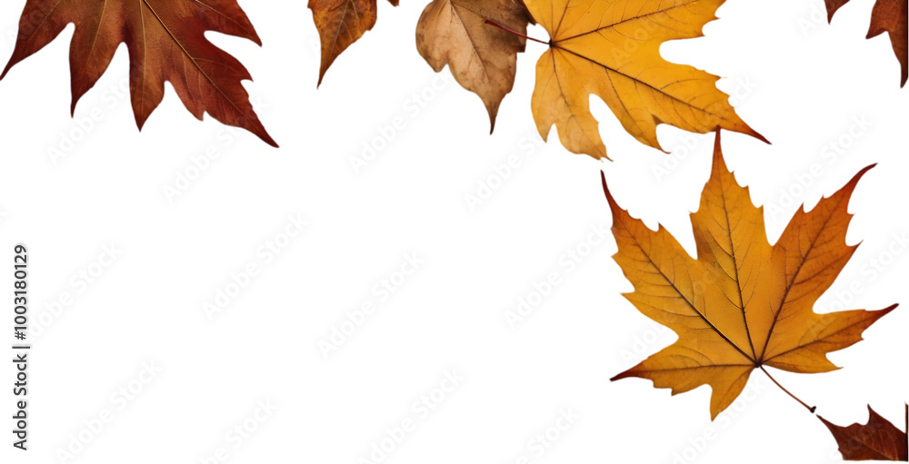 Scattered Autumn Leaves on a White Background Scattered Autumn Leaves on a White Background