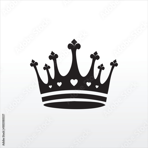 Love hearts crown silhouette black printable clipart sublimation vector illustration